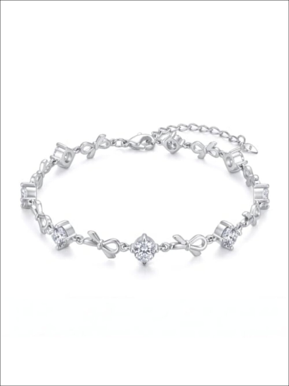 Moissanite Bow Bracelet 14K Gold Plated 925 Sterling Silver Dainty Gift